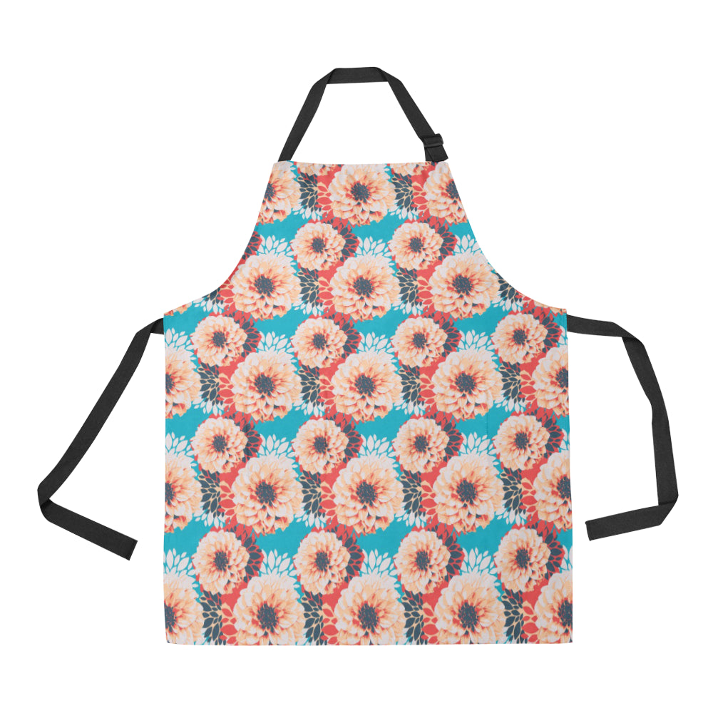 Dahlia Pattern Print Design DH05 Apron with Pocket