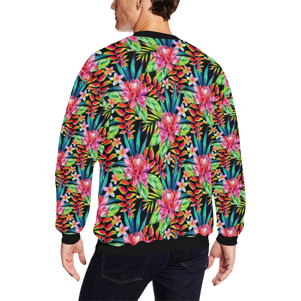 Heliconia Pattern Print Design HL02 Men Long Sleeve Sweatshirt