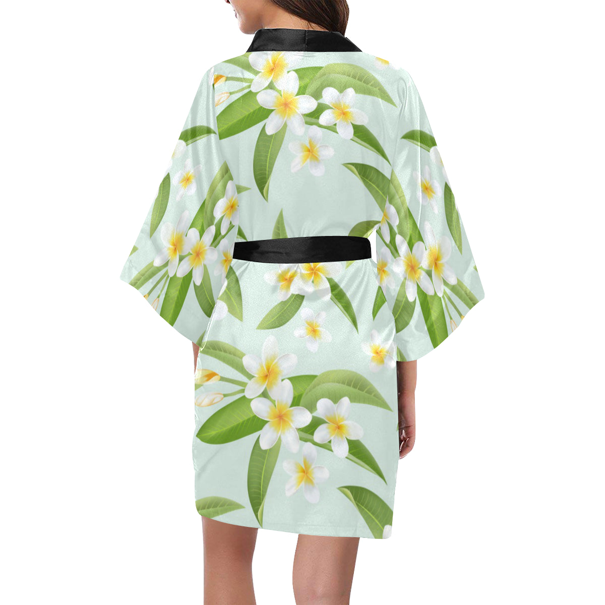 Yellow Plumeria Pattern Print Design PM024 Women Kimono Robe