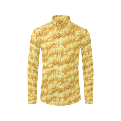Dollar Pattern Print Design DO03 Men's Long Sleeve Shirt