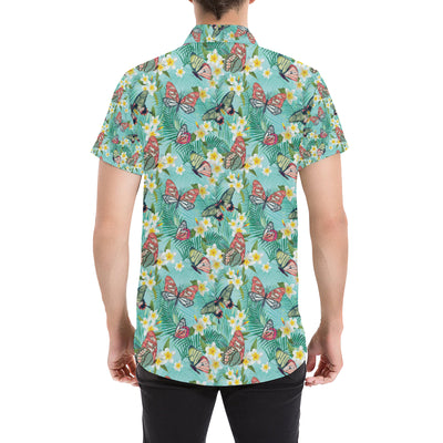 Butterfly Pattern Print Design 09 Men's Short Sleeve Button Up Shirt