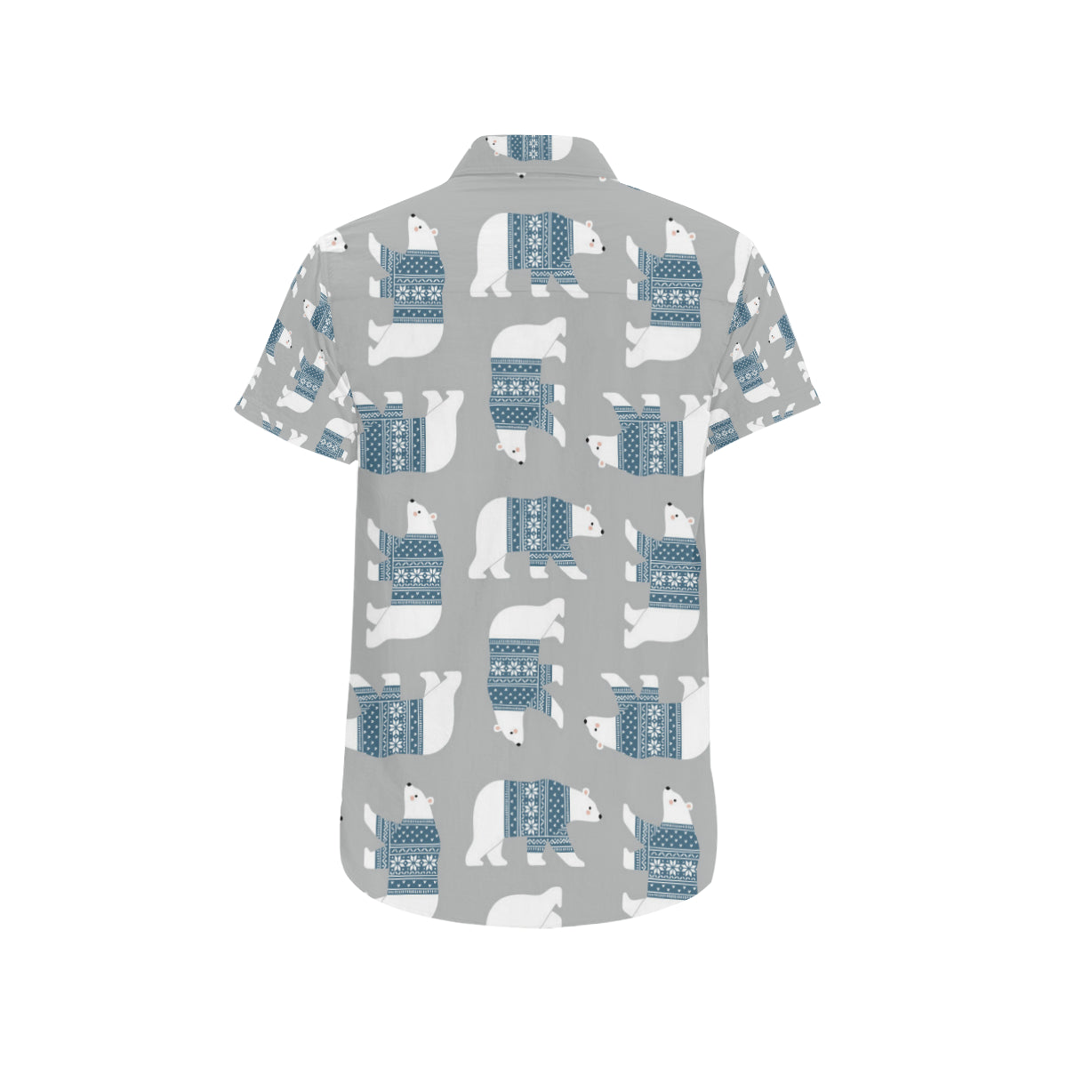 Polar Bear Pattern Print Design A03 Men's Short Sleeve Button Up Shirt