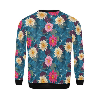 Water Lily Pattern Print Design WL05 Men Long Sleeve Sweatshirt