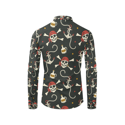 Pirate Pattern Print Design A02 Men's Long Sleeve Shirt