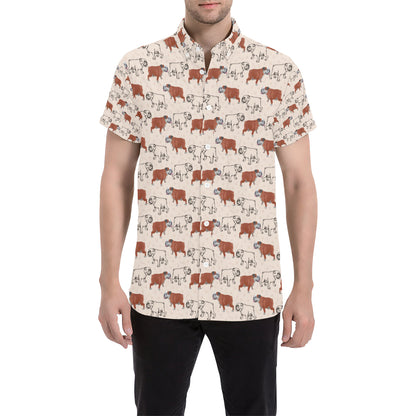 Bulldogs Pattern Print Design 04 Men's Short Sleeve Button Up Shirt