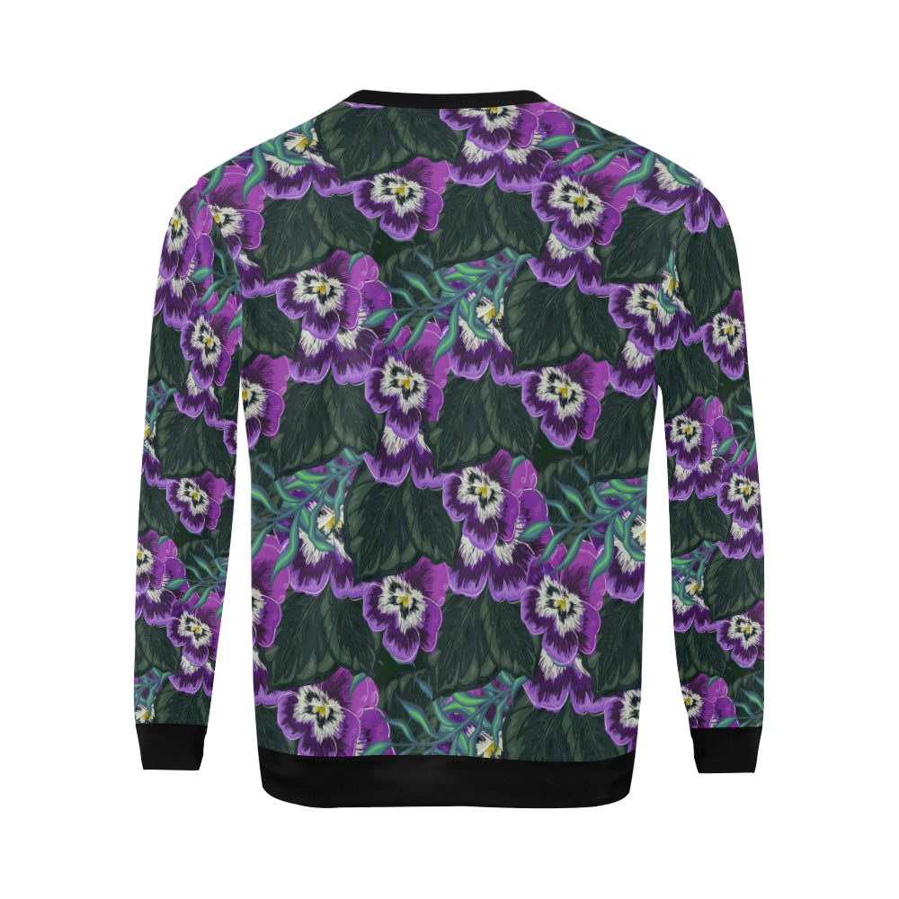 Pansy Pattern Print Design PS07 Men Long Sleeve Sweatshirt