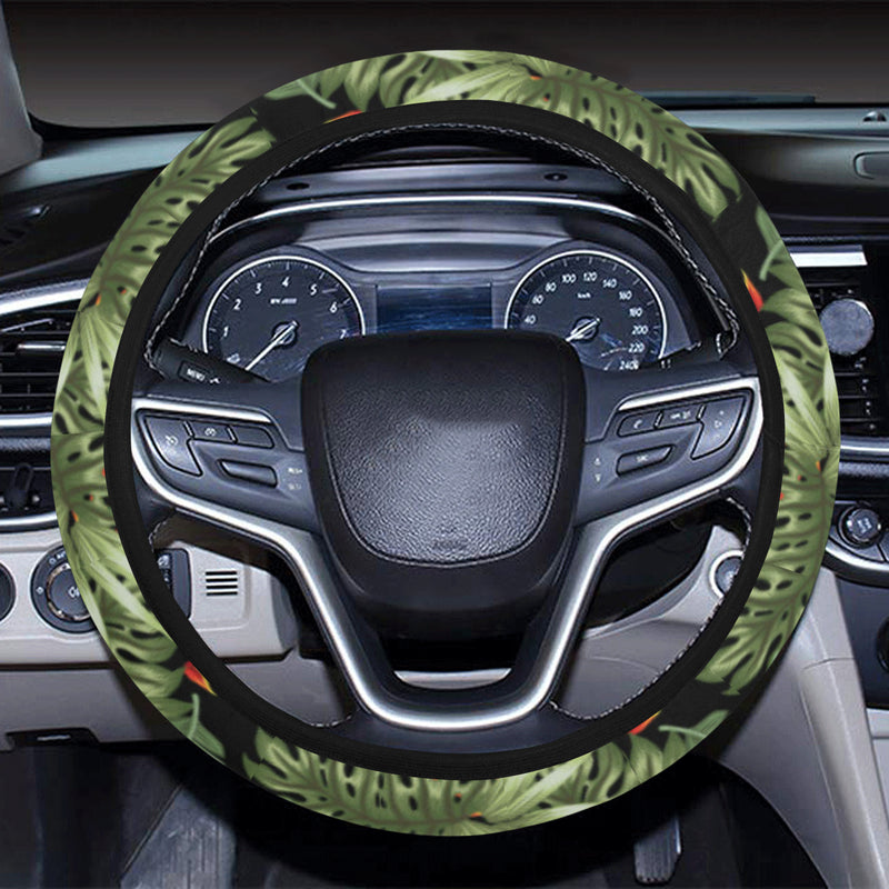 Bird Of Paradise Pattern Print Design 02 Steering Wheel Cover with Elastic Edge