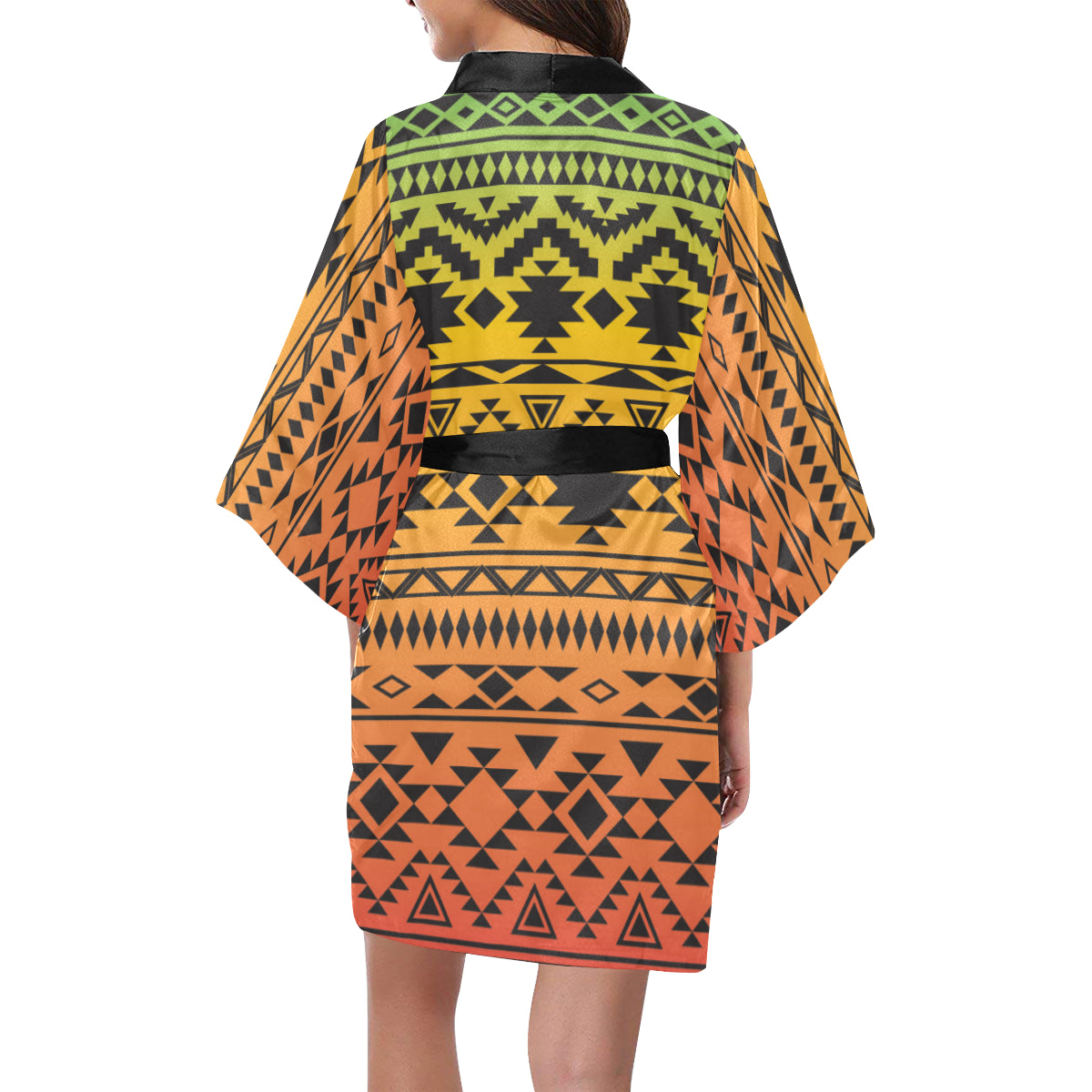 Rastafarian Pattern Print Design A04 Women's Short Kimono