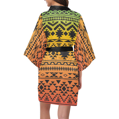 Rastafarian Pattern Print Design A04 Women's Short Kimono