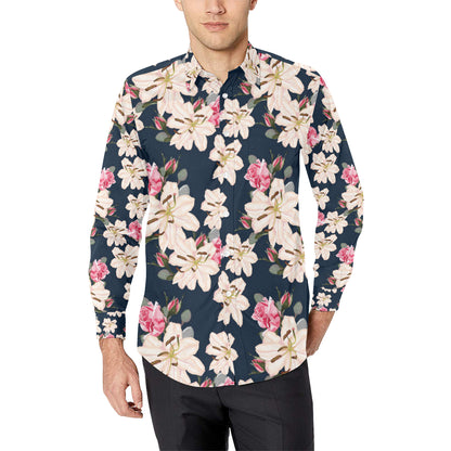 Lily Pattern Print Design LY04 Men's Long Sleeve Shirt