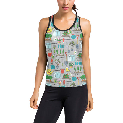 Gardening Pattern Print Design G07 Women's Racerback Tank Top