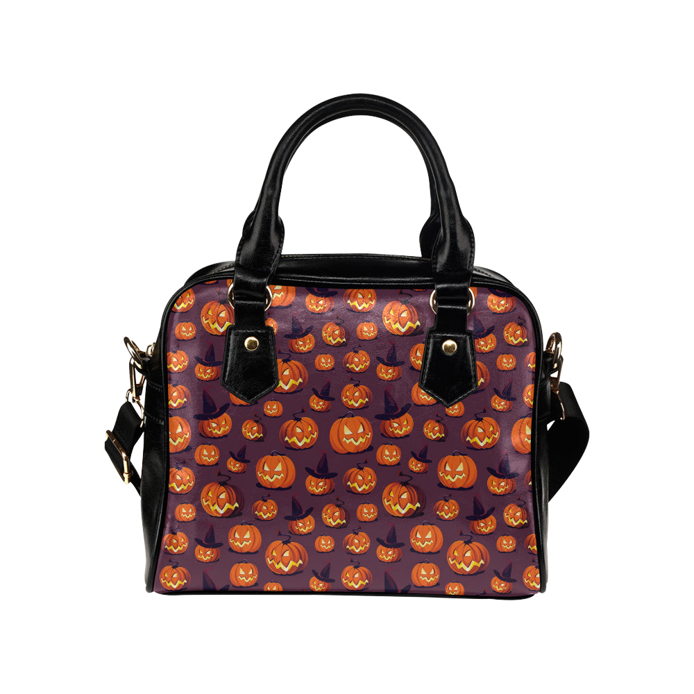 Halloween Pumpkin Pattern Print Design 03 Shoulder Handbag