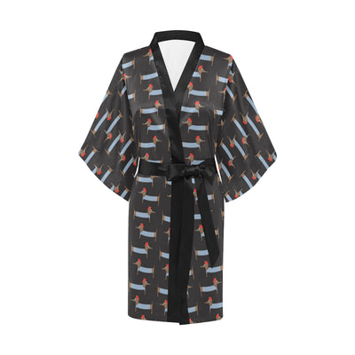 Dachshund Pattern Print Design 04 Women's Short Kimono