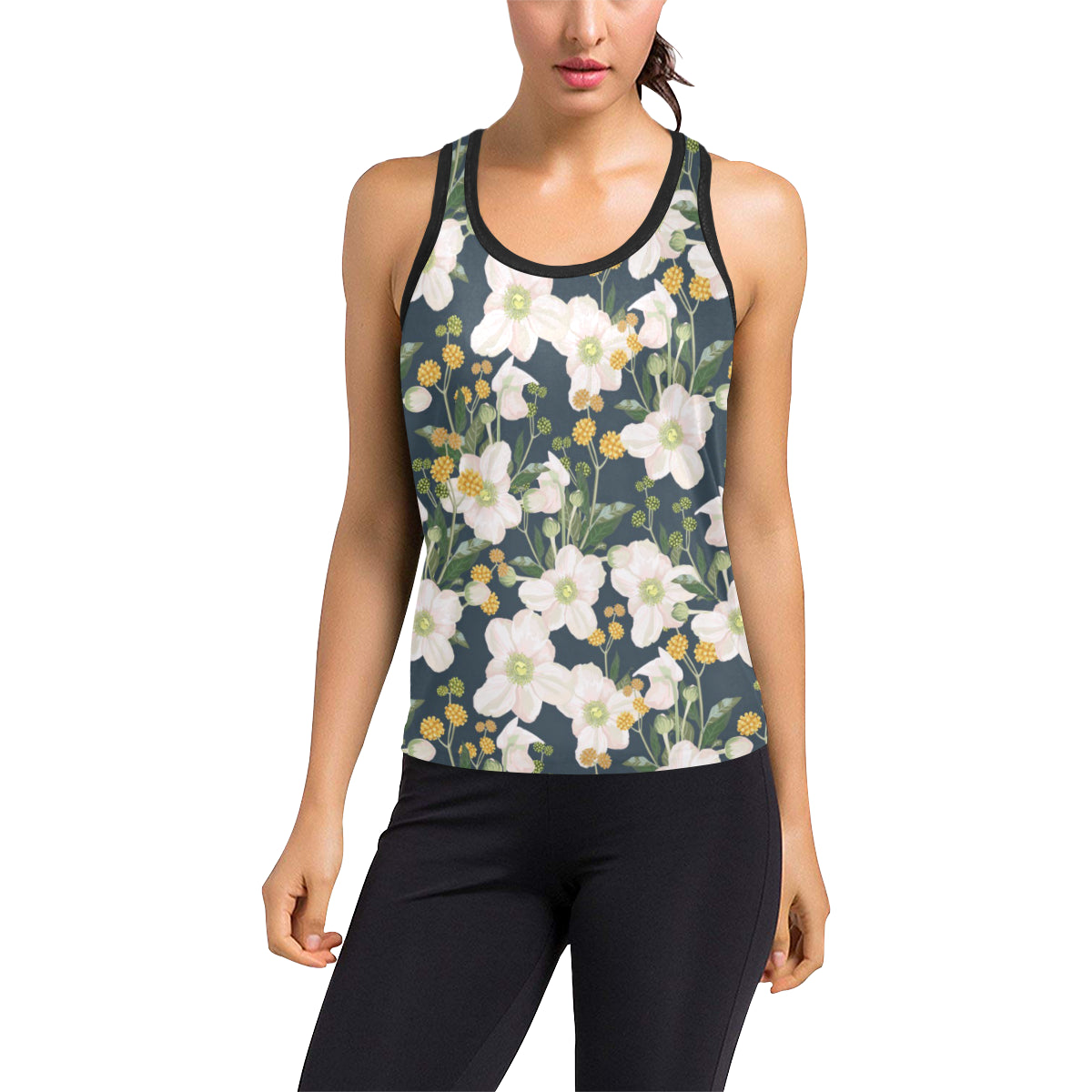 Anemone Pattern Print Design AM04 Women's Racerback Tank Top