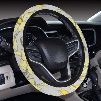 Daffodils Pattern Print Design DF05 Steering Wheel Cover with Elastic Edge