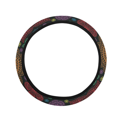 Chakra Mandala Print Pattern Steering Wheel Cover with Elastic Edge
