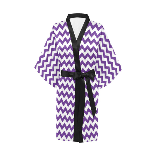 Chevron Purple Pattern Print Design 03 Women's Short Kimono
