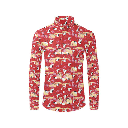 Crane Pattern Print Design 04 Men's Long Sleeve Shirt