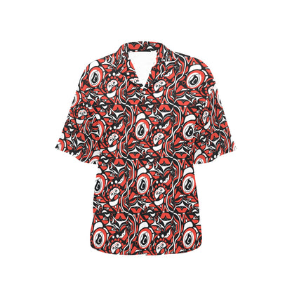 Native North American Themed Print Women's Hawaiian Shirt