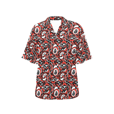 Native North American Themed Print Women's Hawaiian Shirt