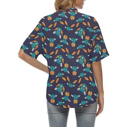 Bat Pattern Print Design 07 Women's Hawaiian Shirt