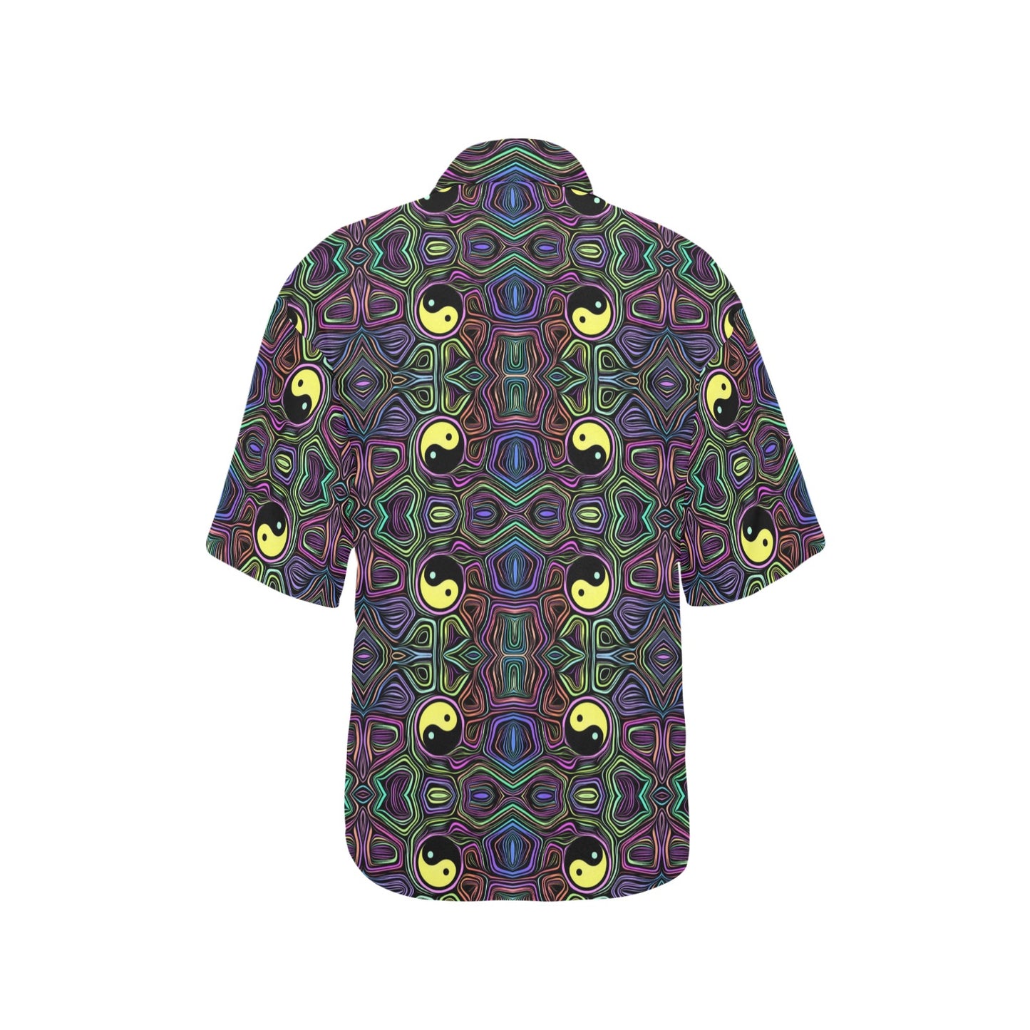 Yin Yang Neon Color Design Print Women's Hawaiian Shirt