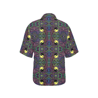 Yin Yang Neon Color Design Print Women's Hawaiian Shirt