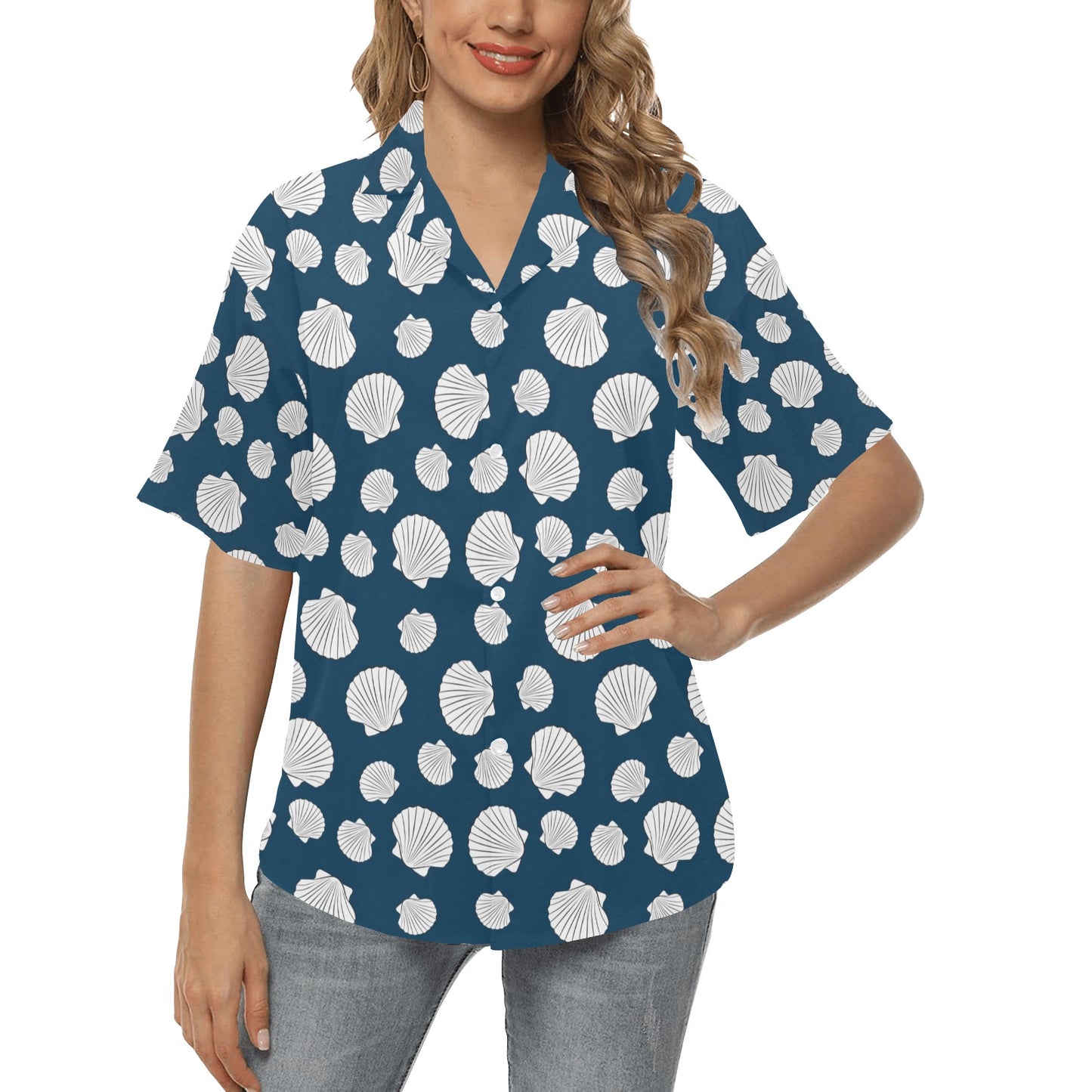 Seashell Print Design LKS3012 Women's Hawaiian Shirt