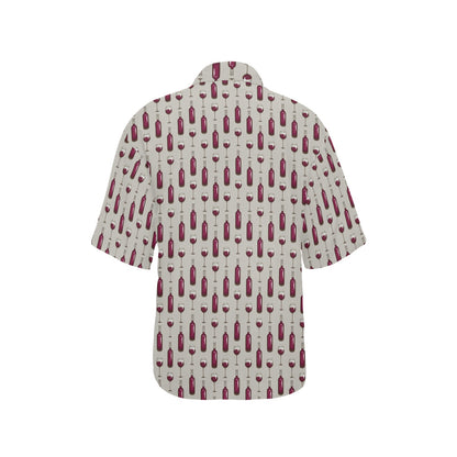 Wine Bottle Pattern Print Women's Hawaiian Shirt
