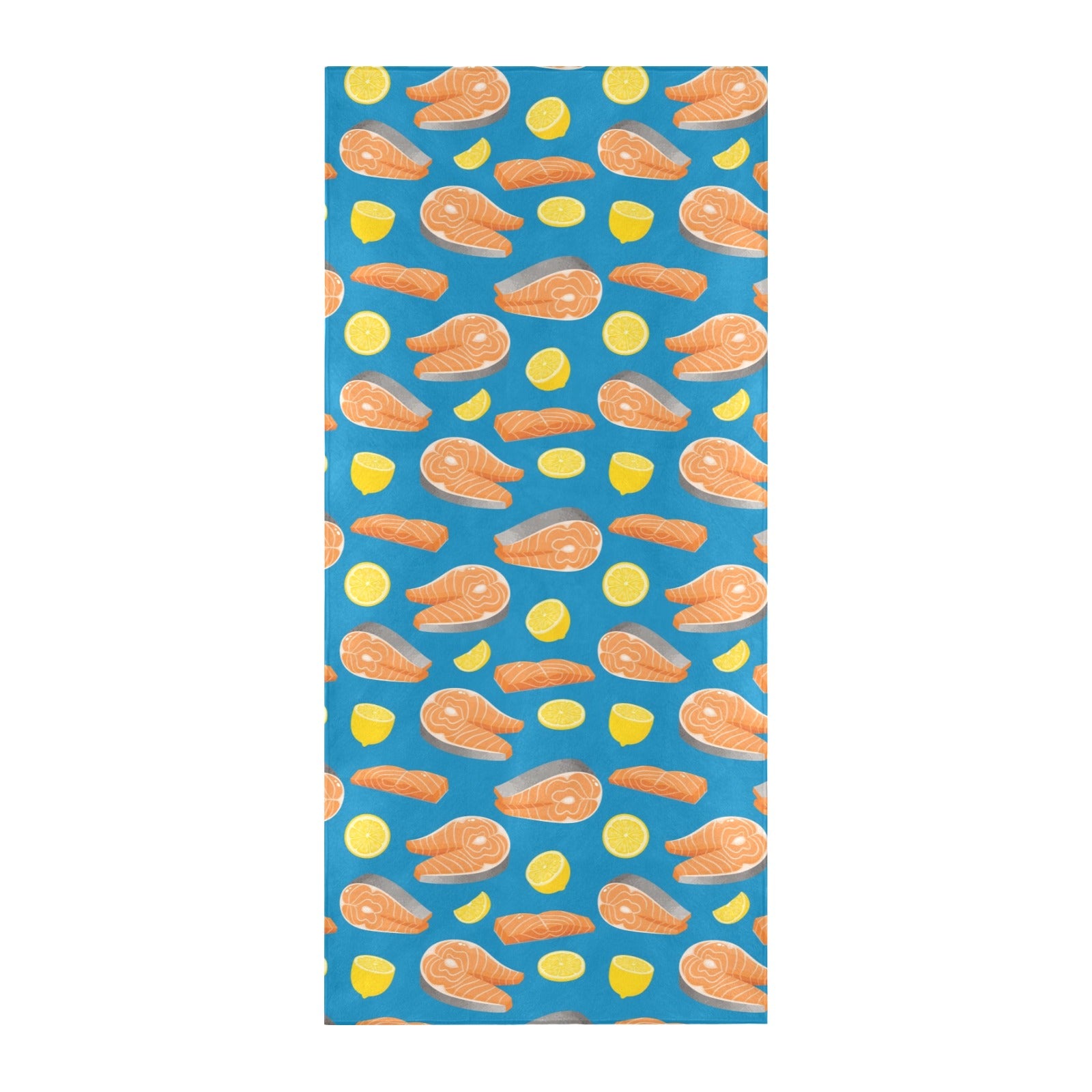 Salmon Steak With Lemon Print Design LKS308 Beach Towel 32" x 71"