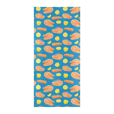 Salmon Steak With Lemon Print Design LKS308 Beach Towel 32" x 71"