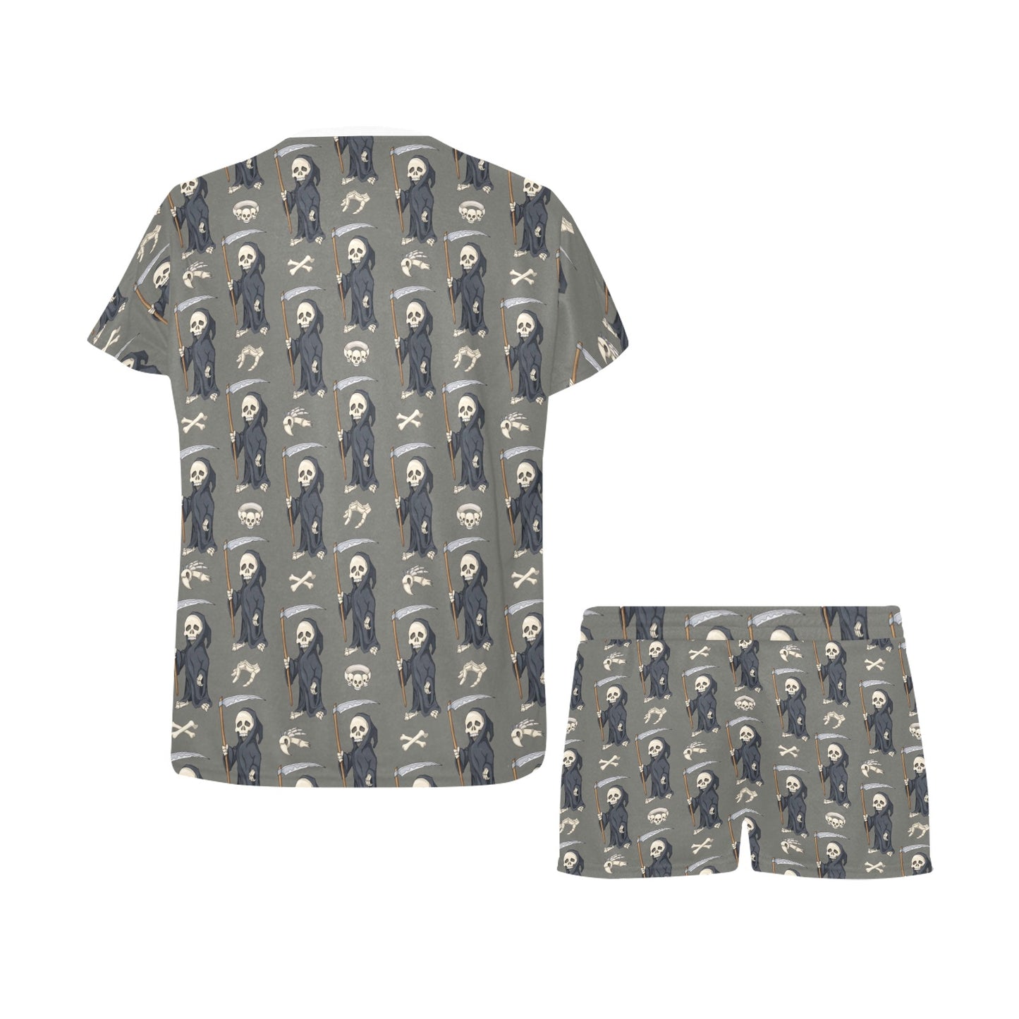 Skeleton Print Design LKS308 Women's Short Pajama Set