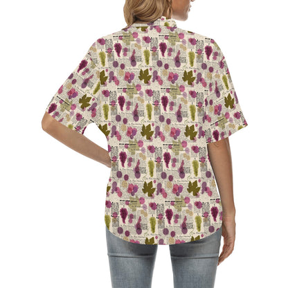 Wine Style Design Print Women's Hawaiian Shirt