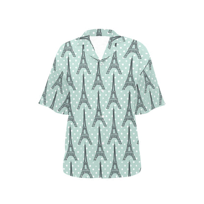 Eiffel Tower Polka Dot Print Women's Hawaiian Shirt