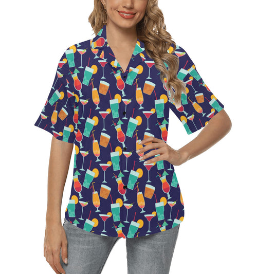 Cocktail Pattern Print Design 06 Women's Hawaiian Shirt