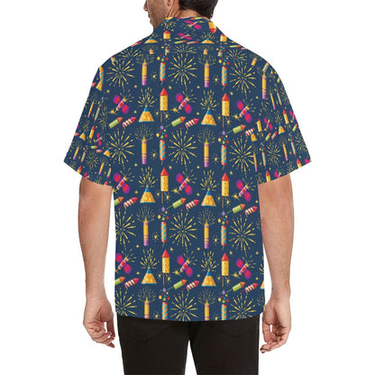Firework Sparkling Rockets Print Design LKS306 Men's Hawaiian Shirt