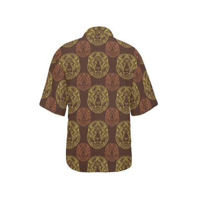 Lion Pattern Print Design 04 Women's Hawaiian Shirt