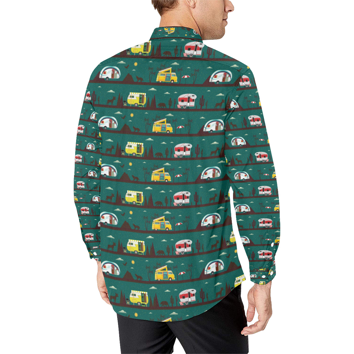 Camper Pattern Print Design 05 Men's Long Sleeve Shirt