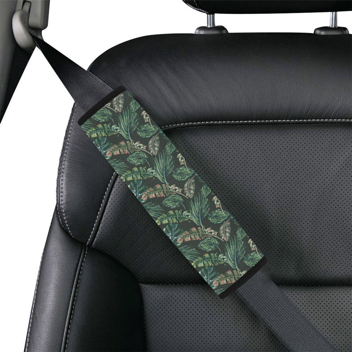 Banana Leaf Pattern Print Design 05 Car Seat Belt Cover