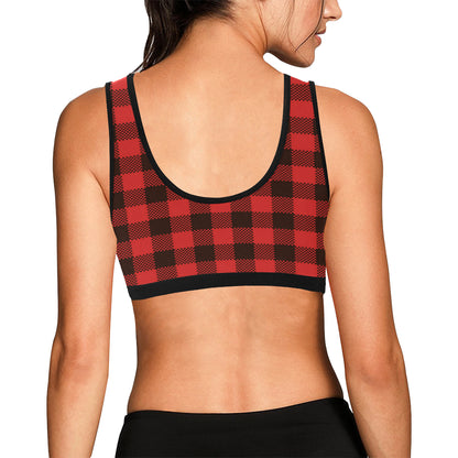 Buffalo check Red Pattern Print Design 05 Sports Bra