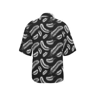 Feather Black White Design Print Women's Hawaiian Shirt