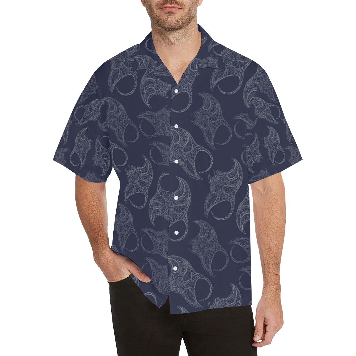 Manta Ray Pattern Print Design 01 Men's Hawaiian Shirt