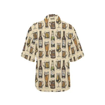 Beer Pattern Print Design 04 Women's Hawaiian Shirt