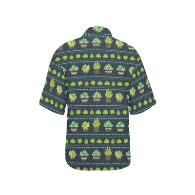 Cactus Pattern Print Design 07 Women's Hawaiian Shirt