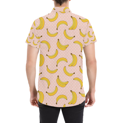 Banana Pattern Print Design BA06 Men's Short Sleeve Button Up Shirt