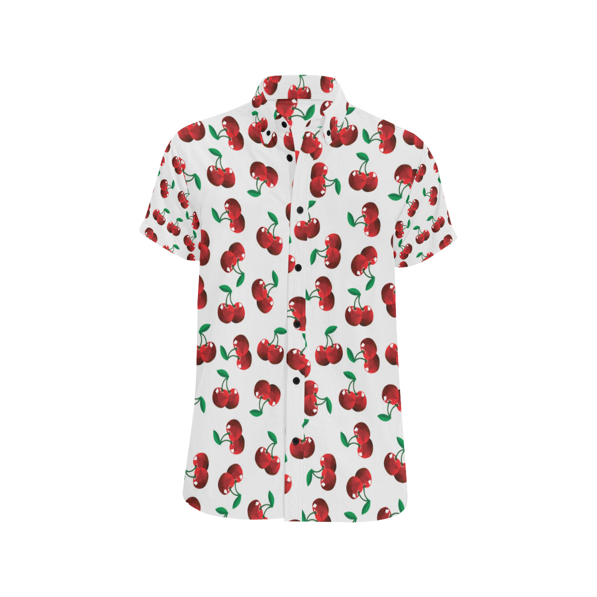 Cherry Pattern Print Design 01 Men's Short Sleeve Button Up Shirt
