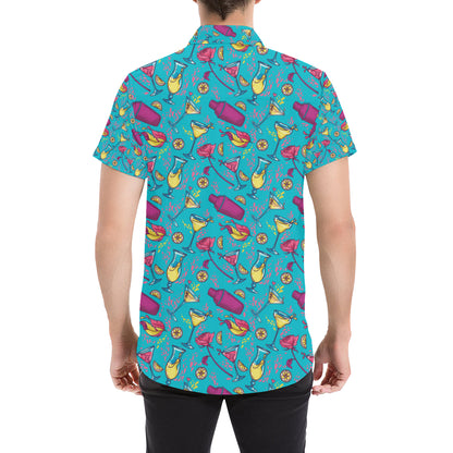 Cocktail Pattern Print Design 03 Men's Short Sleeve Button Up Shirt