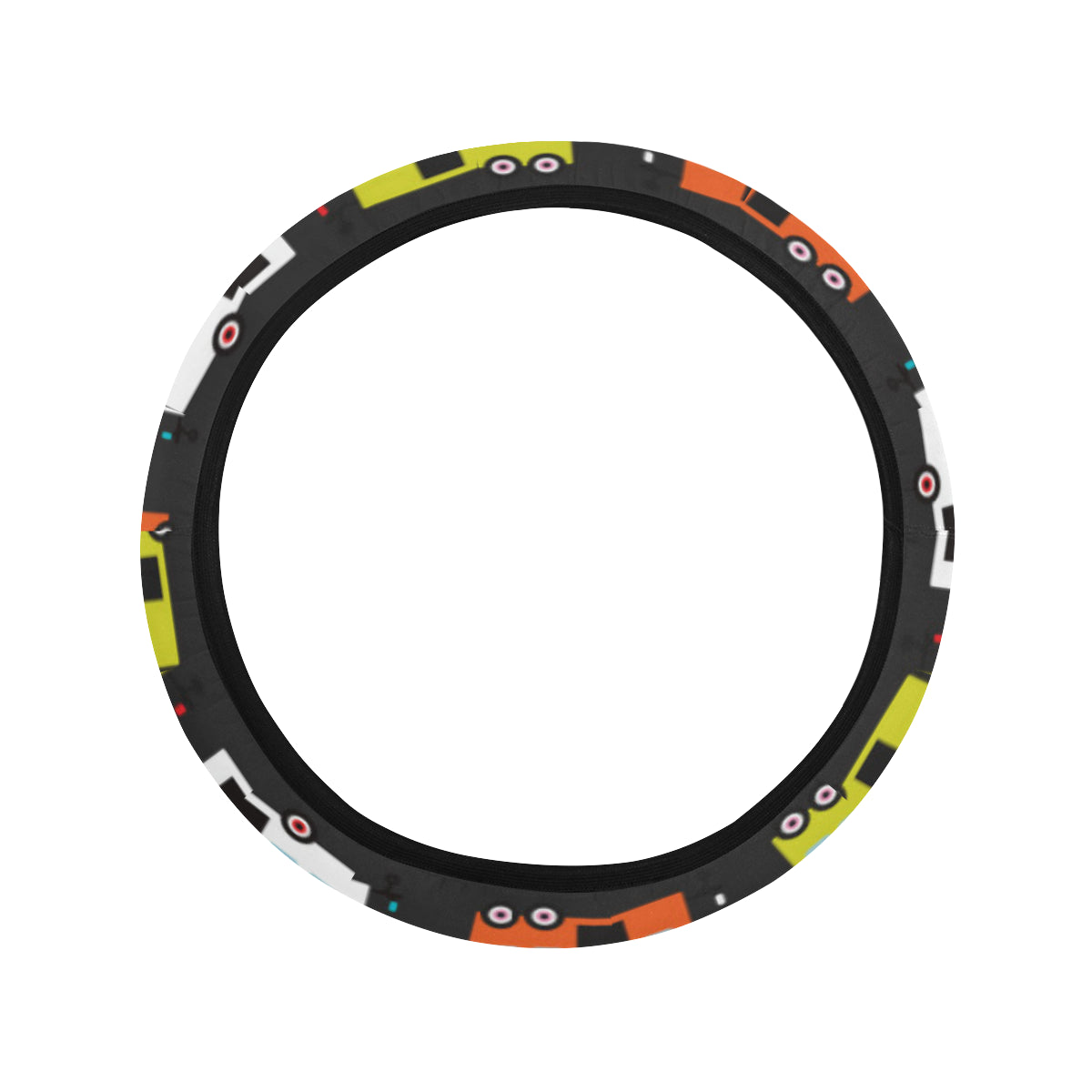 Camper Caravan Pattern Steering Wheel Cover with Elastic Edge