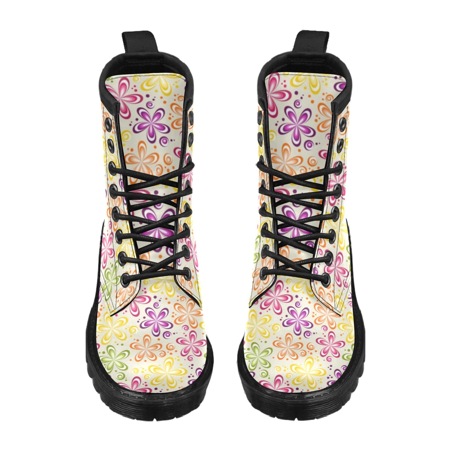 Flower Power Colorful Design Print Women's Boots
