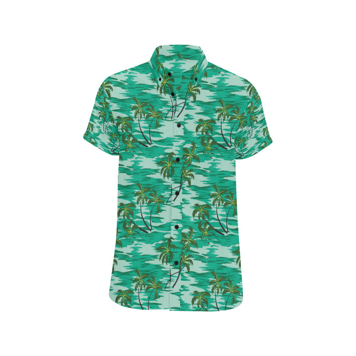 Palm Tree Pattern Print Design A01 Men's Short Sleeve Button Up Shirt